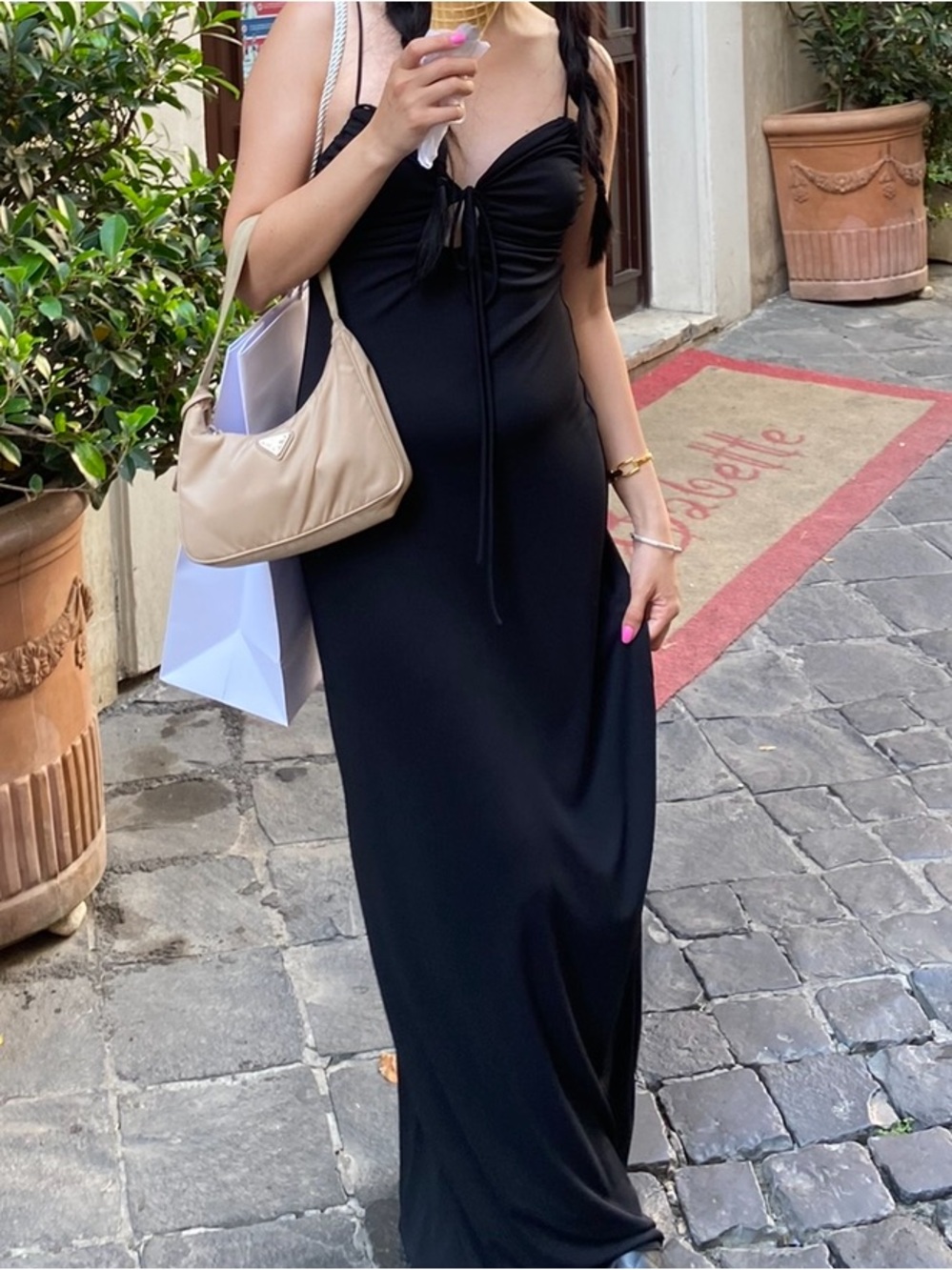 Mango Black Ruched maxi Dress